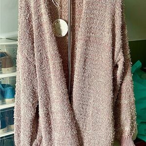 Umgee Boucle Textured Knit Cardigan - Light Pink/mauve, Womens sz XL NWT